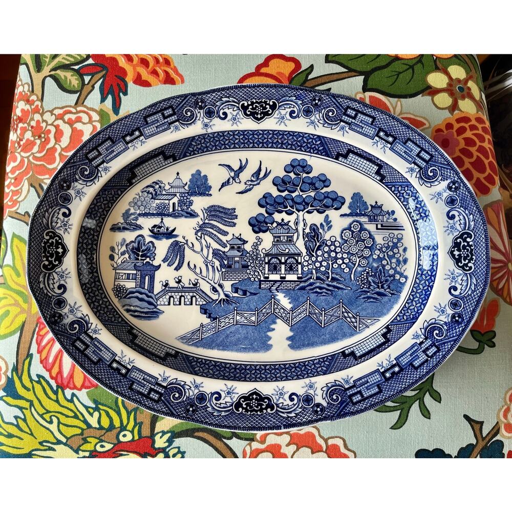 Large Blue Willow oval platter by Heritage Mint